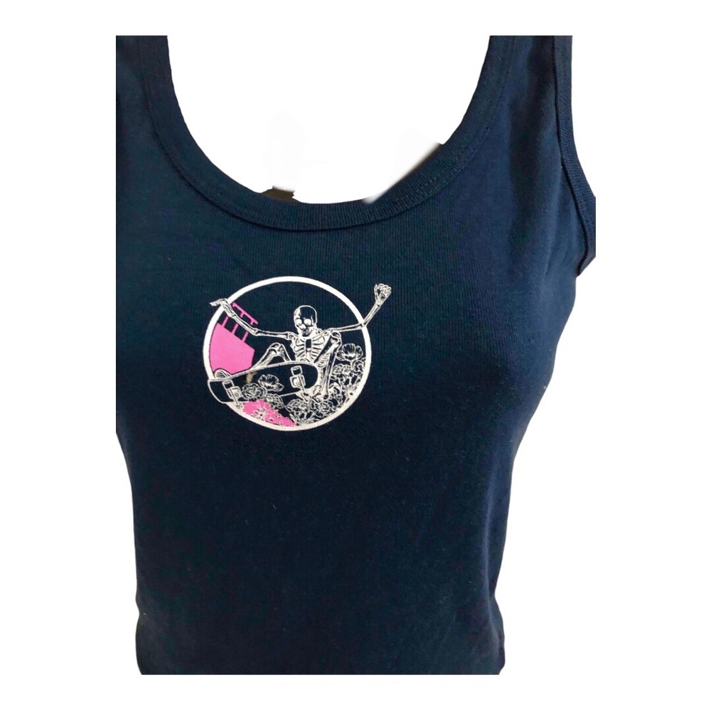 Dark Navy Blue Skeleton Skateboarding Tank Top Size Medium Brand New